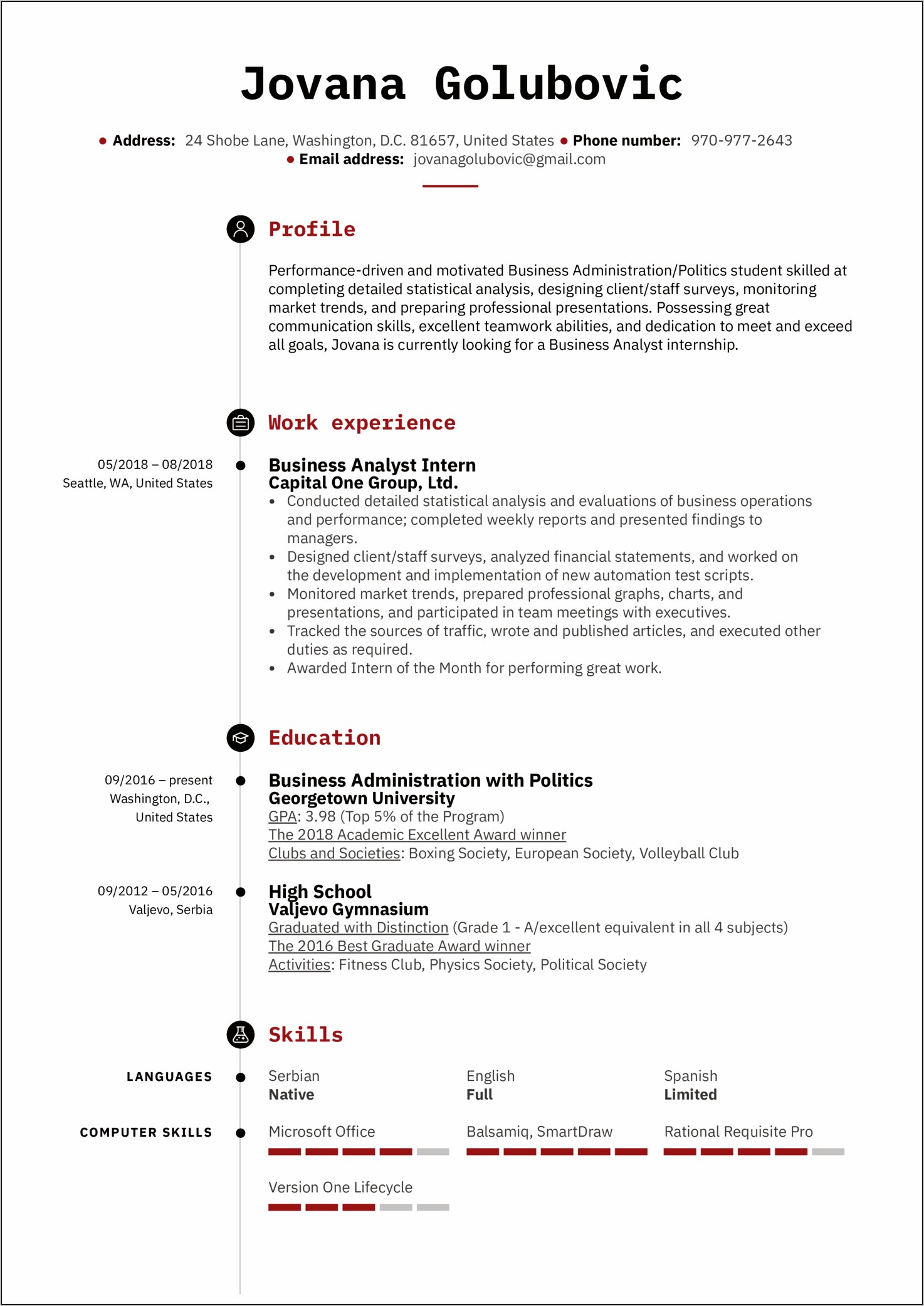 Co Op Internship Resume Examples