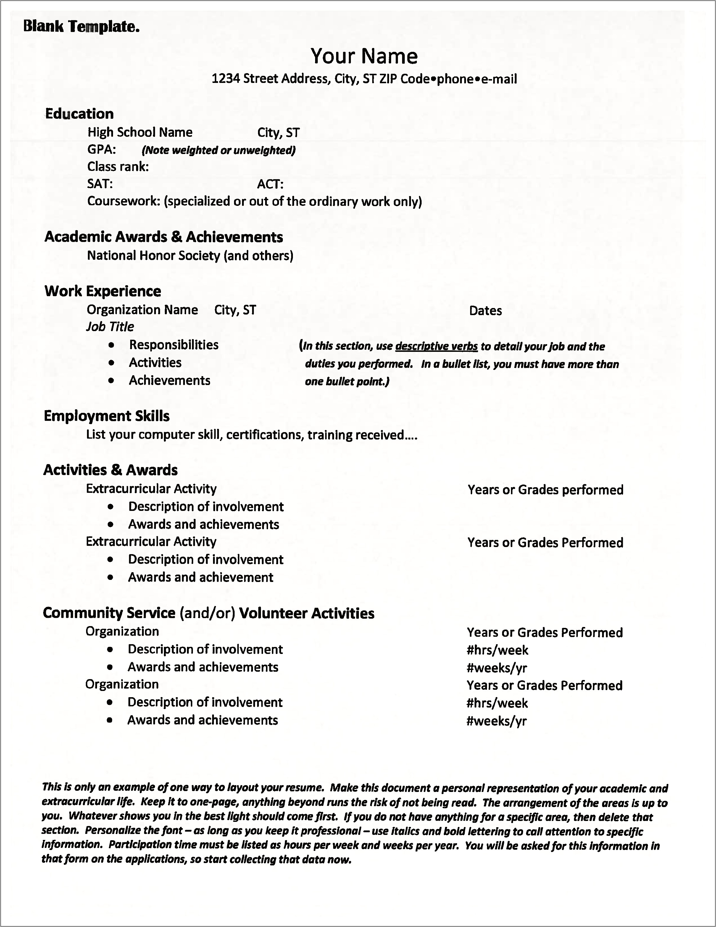 College Admission Resume Example Prepscholar