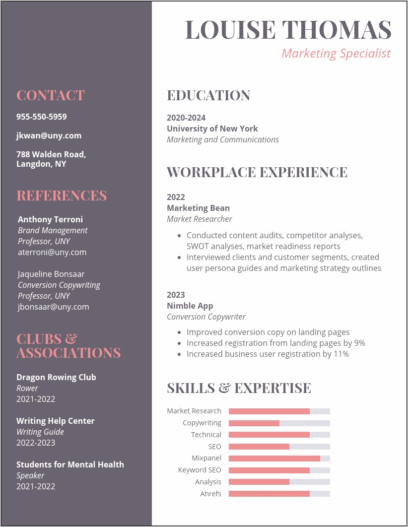 College Student Business Resume Examples