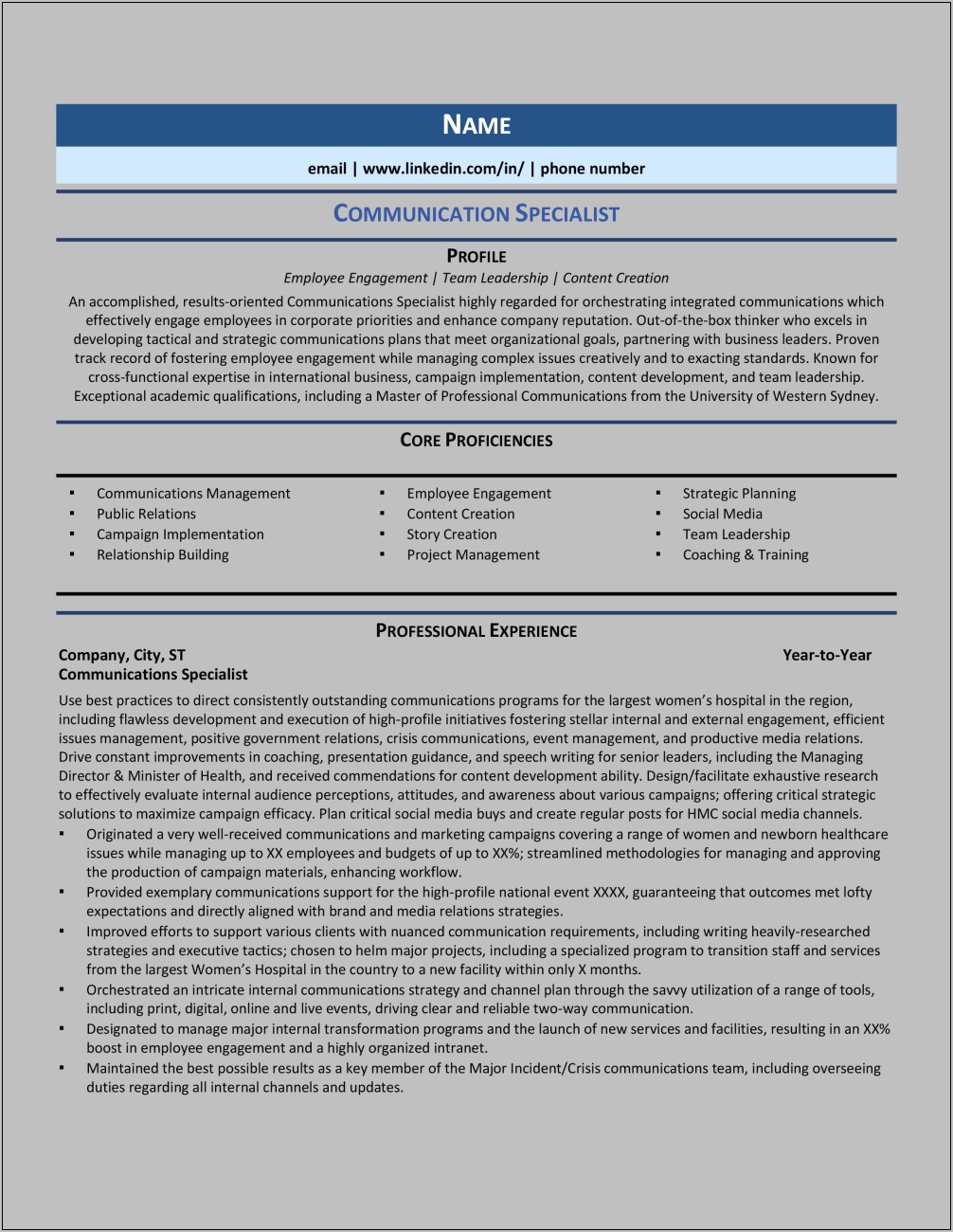 Communication And Presentation Skills Resume