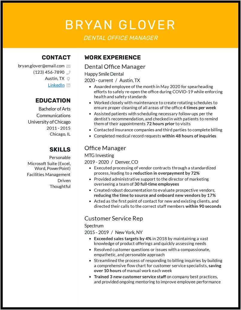 Communication Skills Office Manager Resume