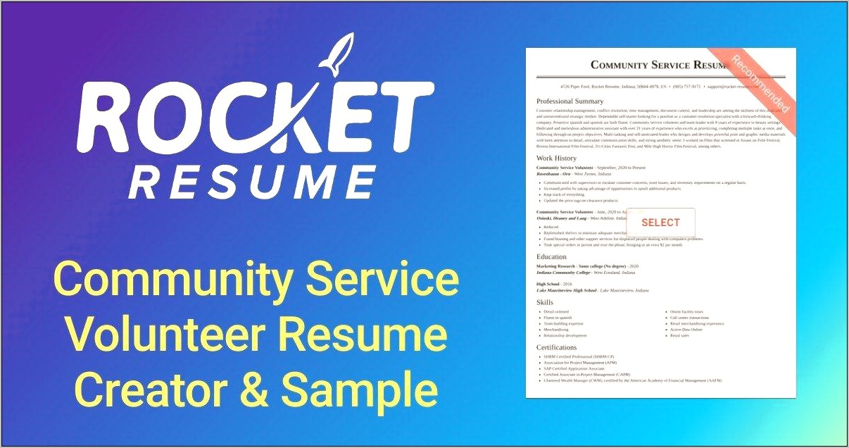 Community Service Resume Examples Free