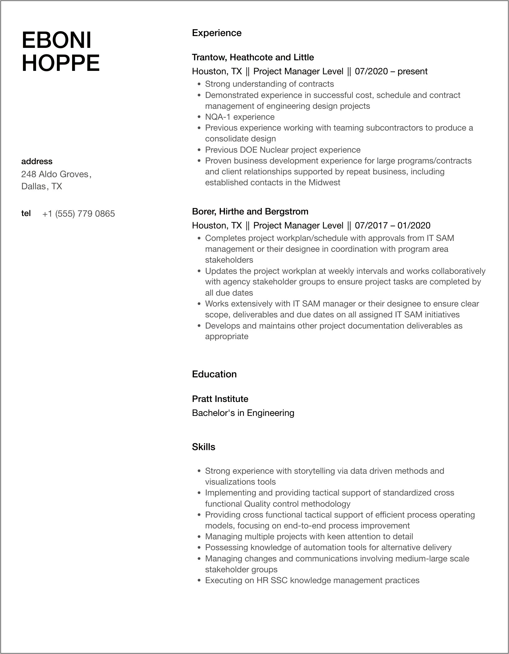 Complex Projects Manager Objective Resume