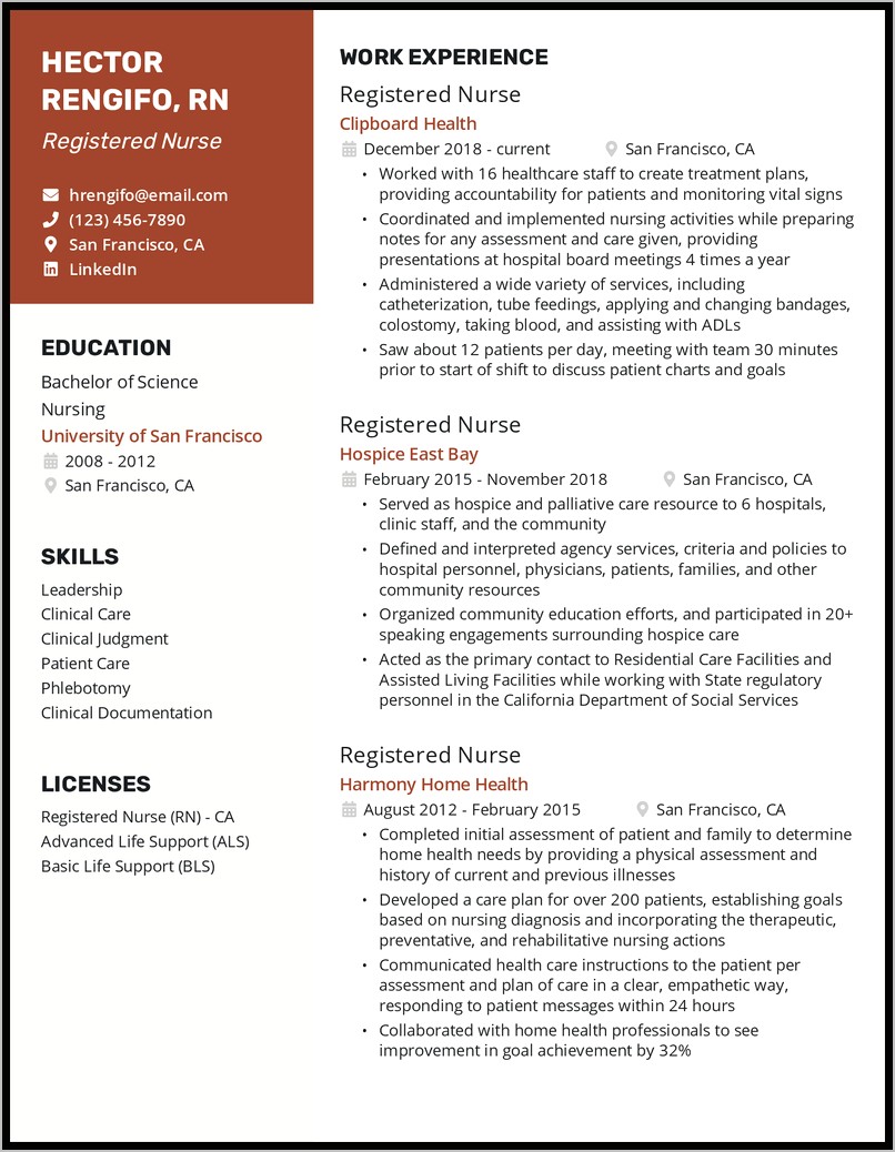 Comprehensive Resume Sample For Nurses