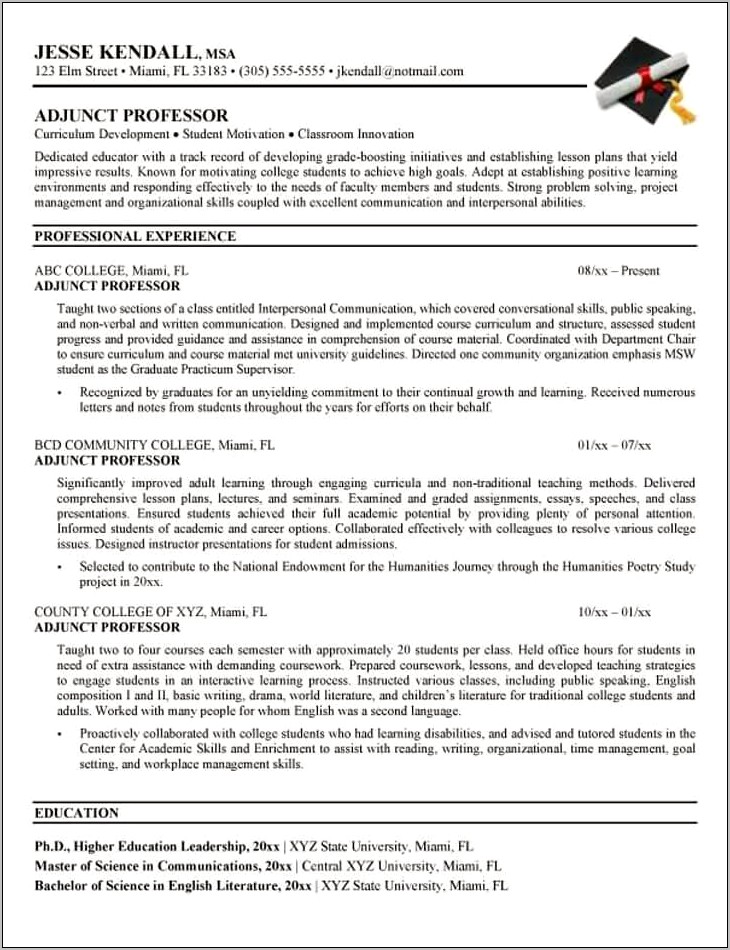 Compter Science Teaching Job Resume