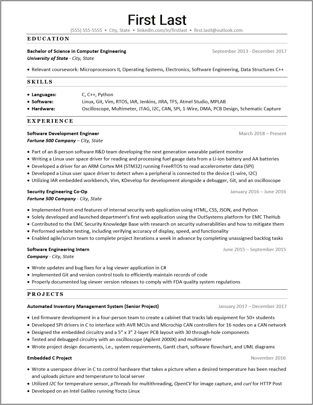 Computer Engineer Sample Resume For