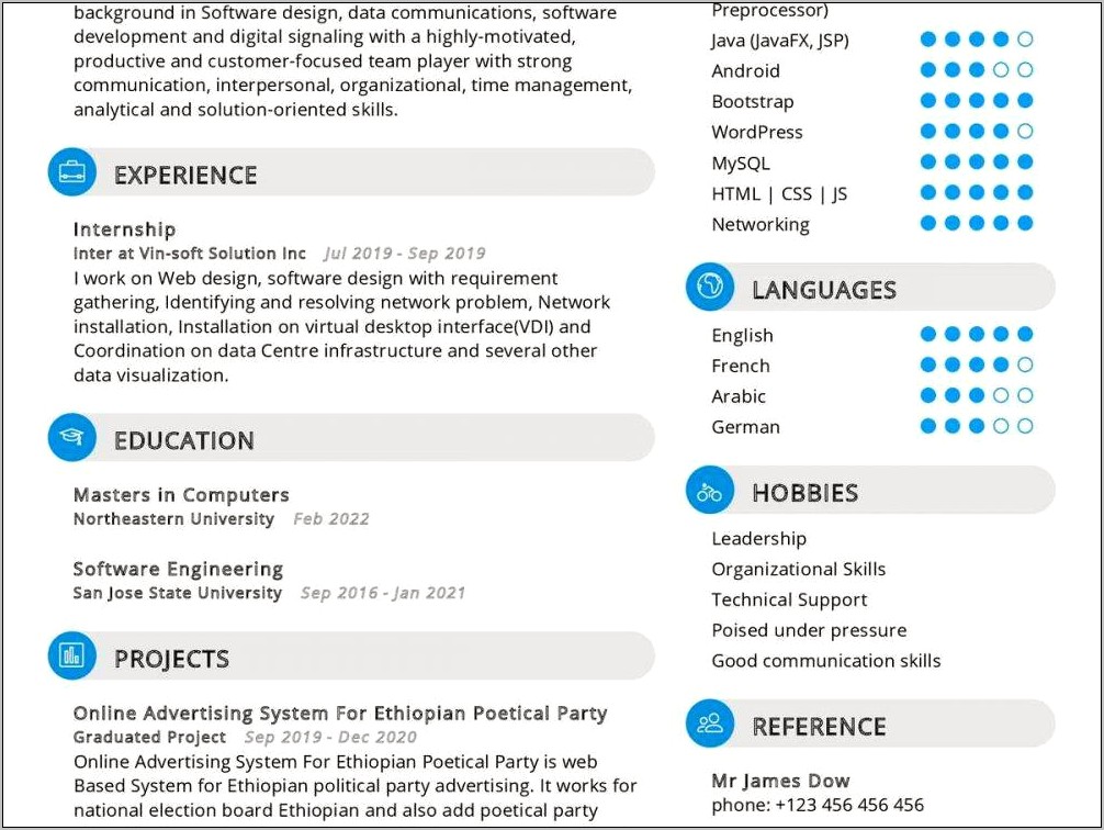 Computer Engineering Internship Resume Sample