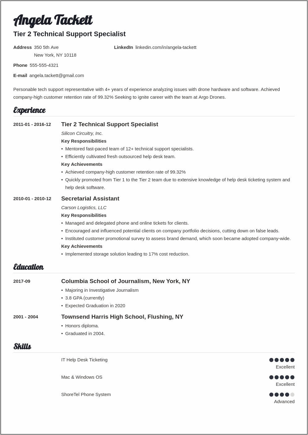 Computer Help Desk Resume Objective