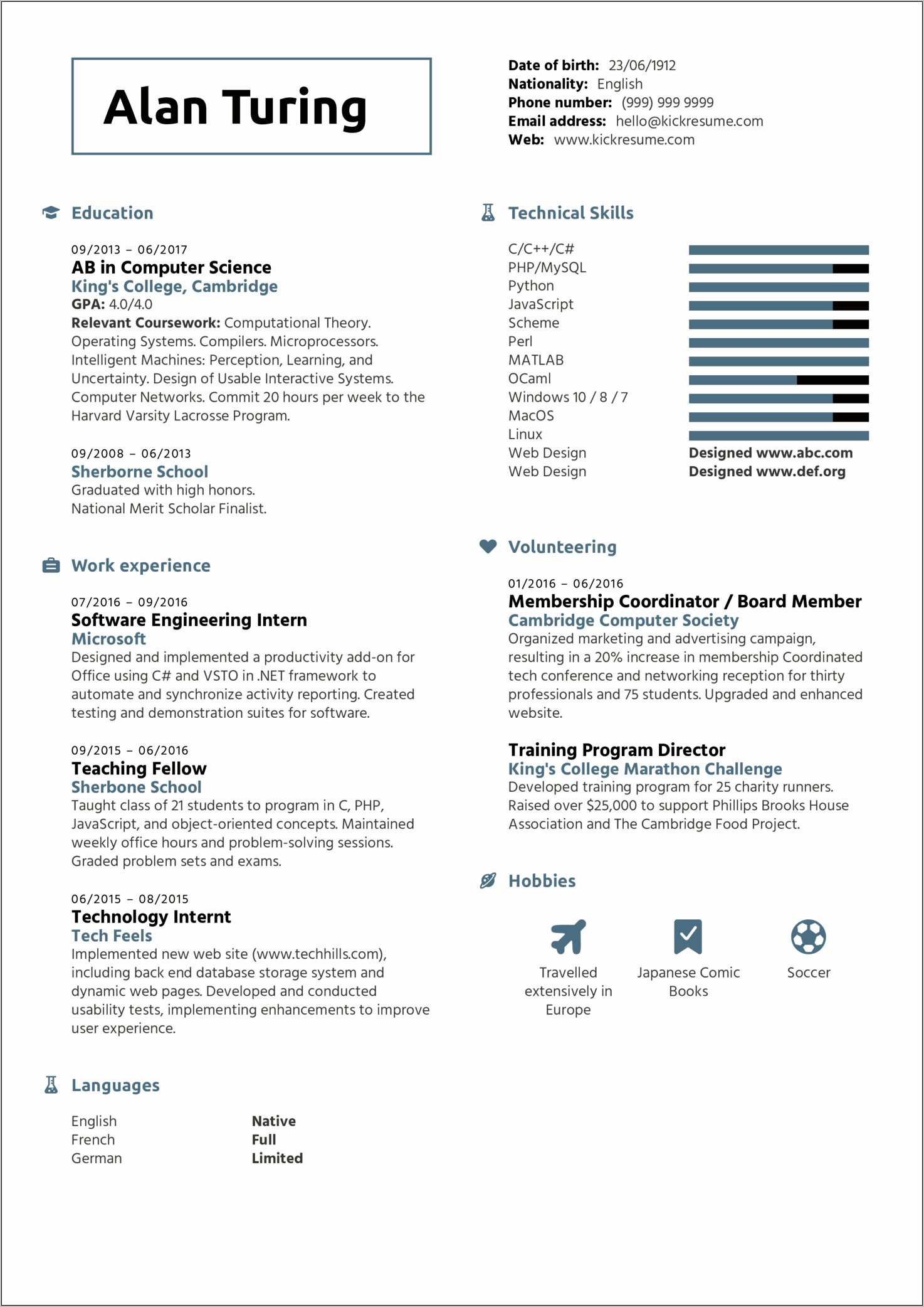 Computer Science Resume Sample Objective