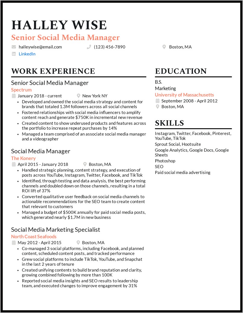 Computer Skills Resume Social Media