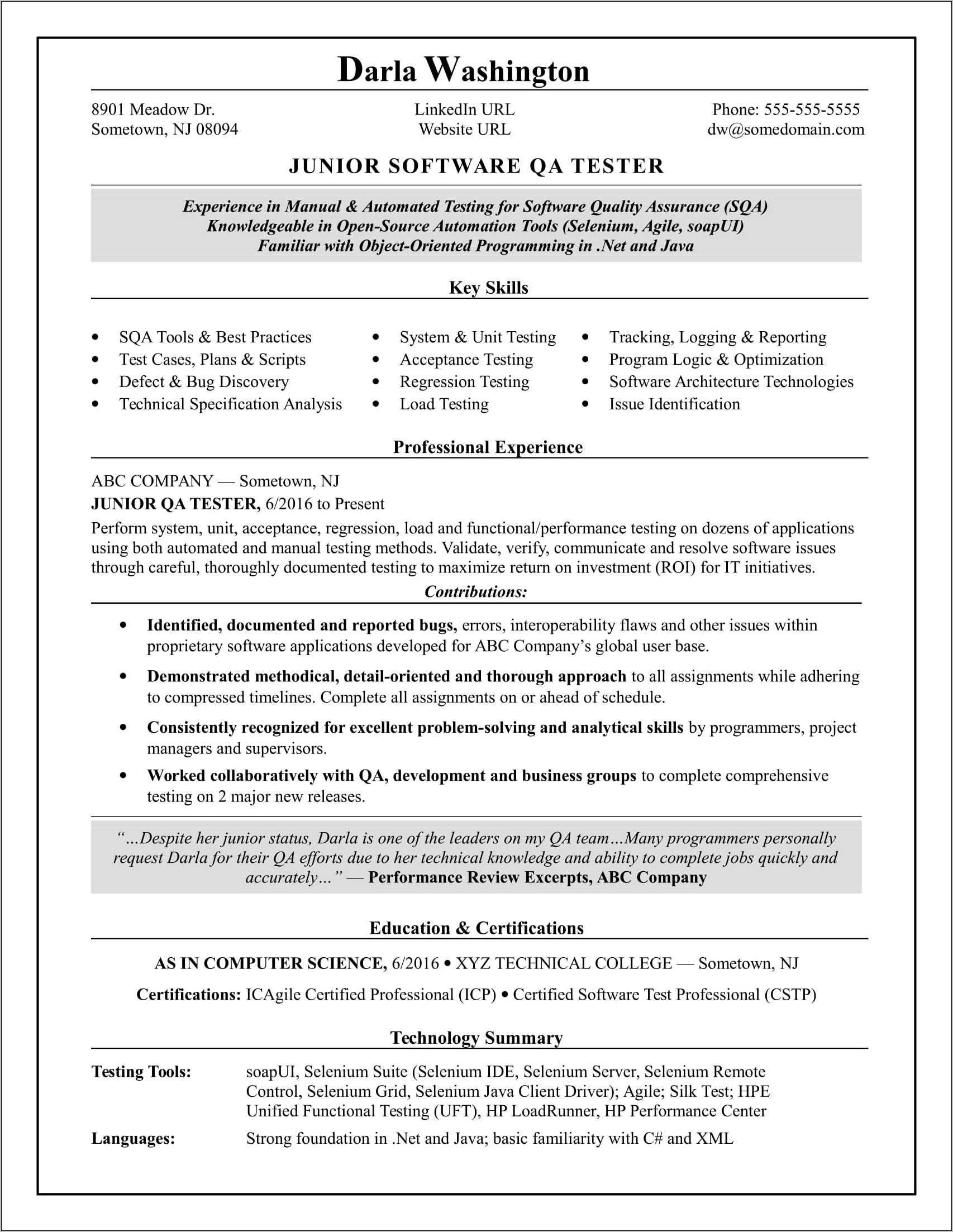 Computer System Validation Sample Resume