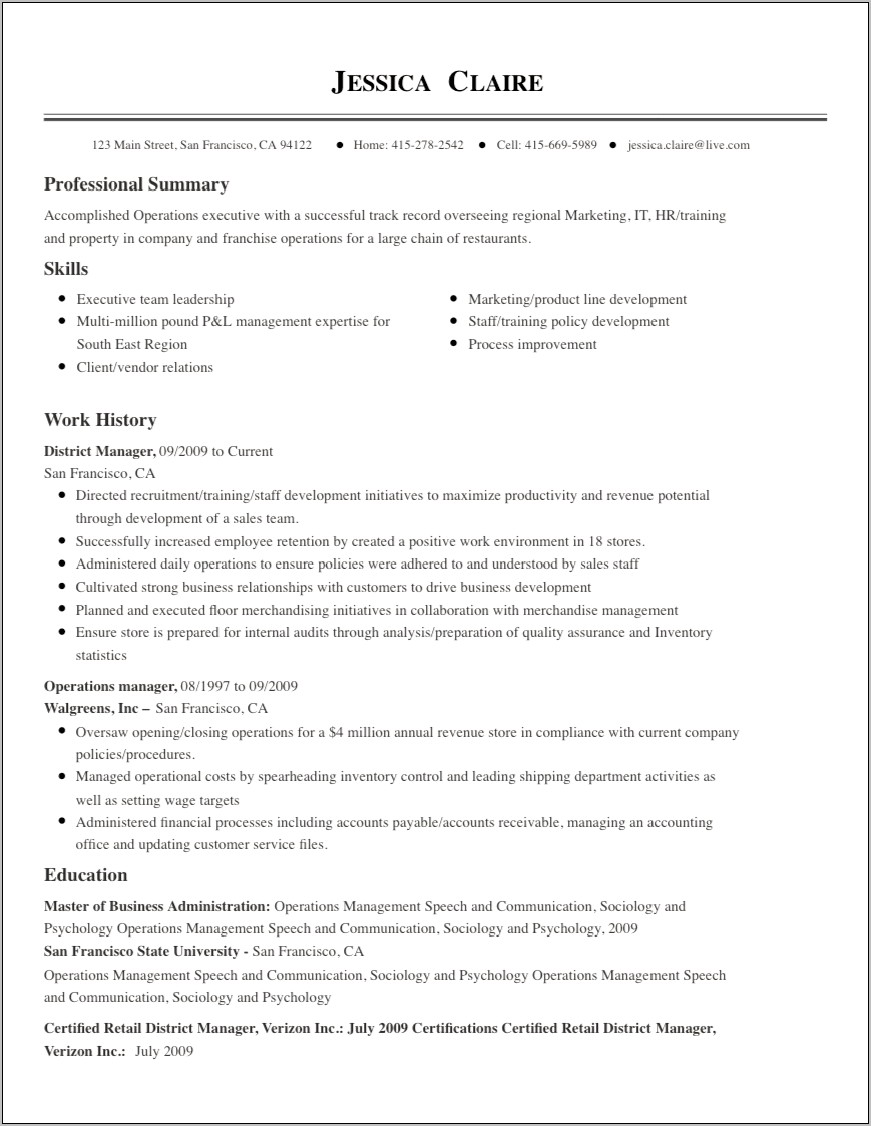 Controller Resume On Staff Management