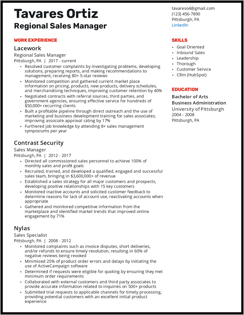 Core Competencies Sales Manager Resume