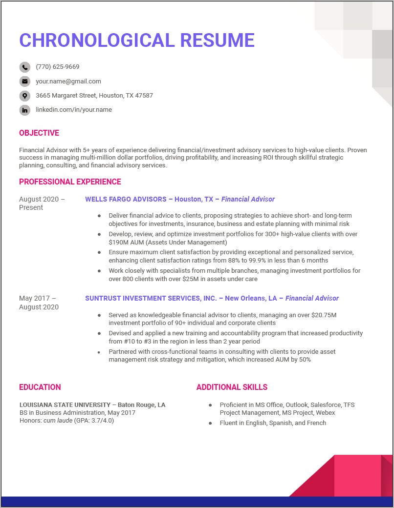 Core Functional Format Resume Example