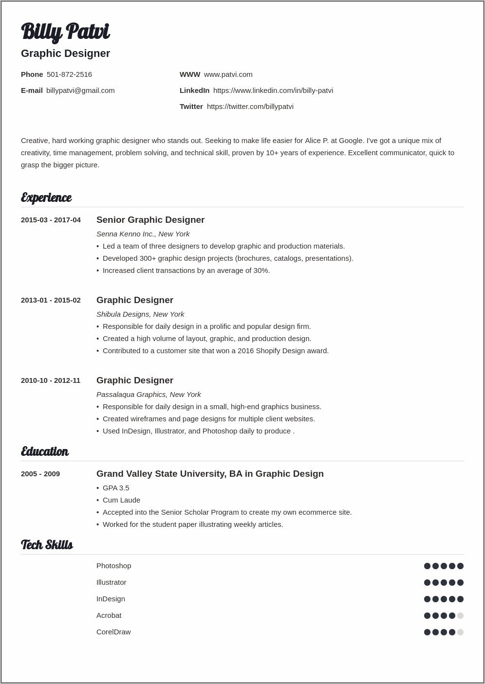 Corporate Graphic Design Resume Samples