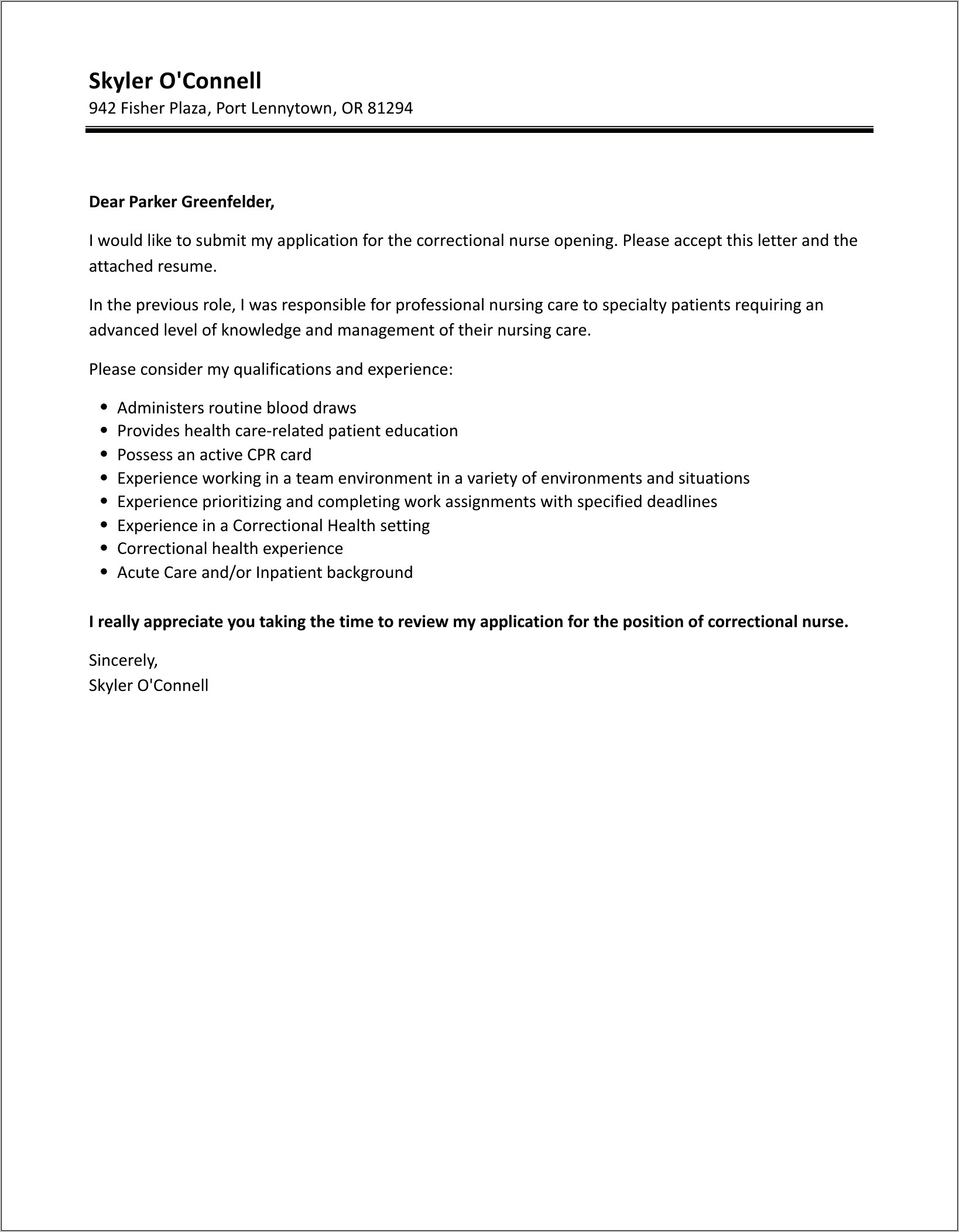 Correctional Nursing Job Description Resume