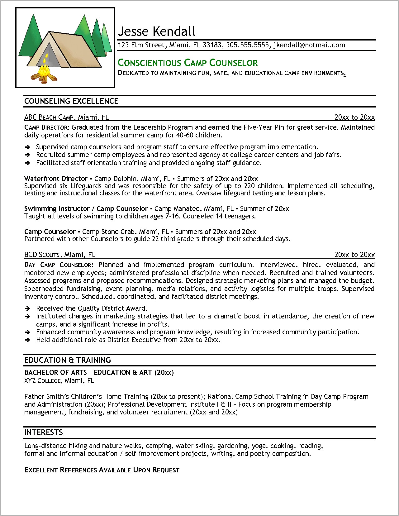 Counserlor In Training Sample Resume