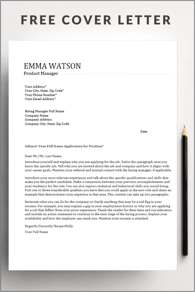 Cover Letter Template Download For Pages