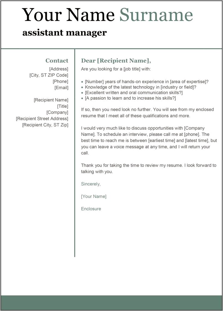 Cover Letter Template Word Google Docs Download