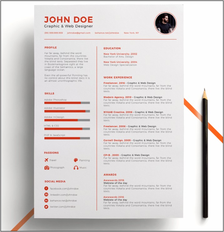 Creative Resume & Cv Template Free