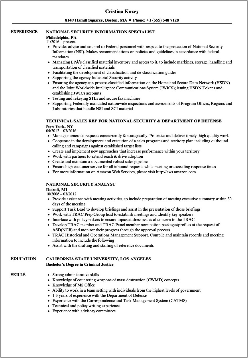 Criminal Justice Student Resume Objective