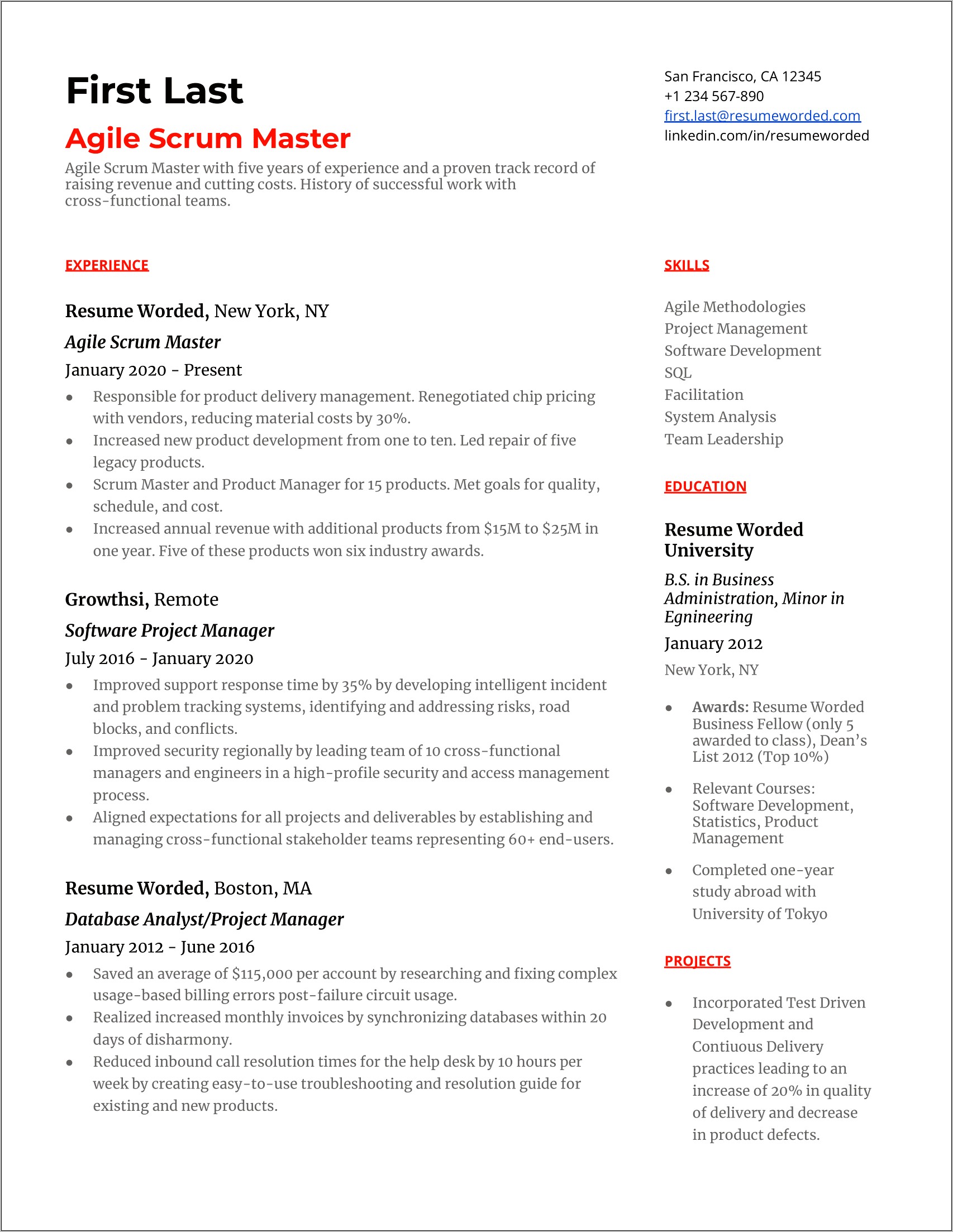 Cross Functional Resume Summary Sample