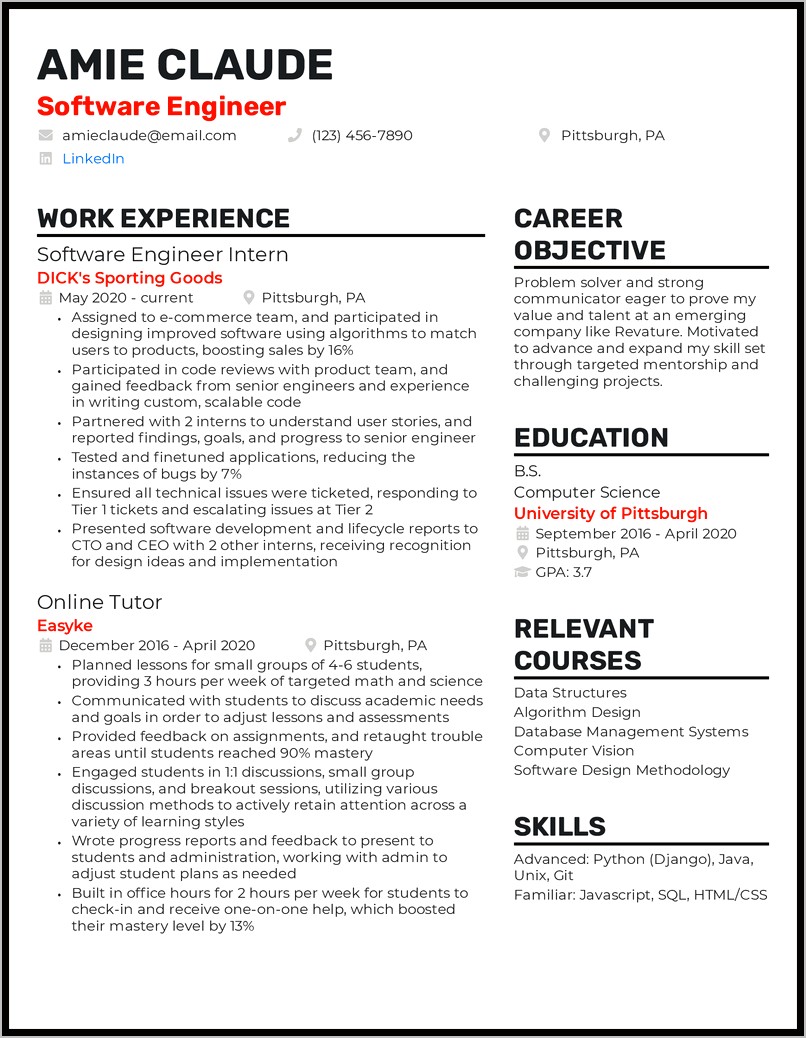 Cs Resume Objective Full Time