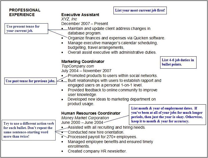 Current Job On A Resume