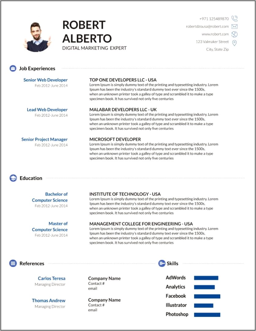 Curriculum Vitae Template Download In Ms Word