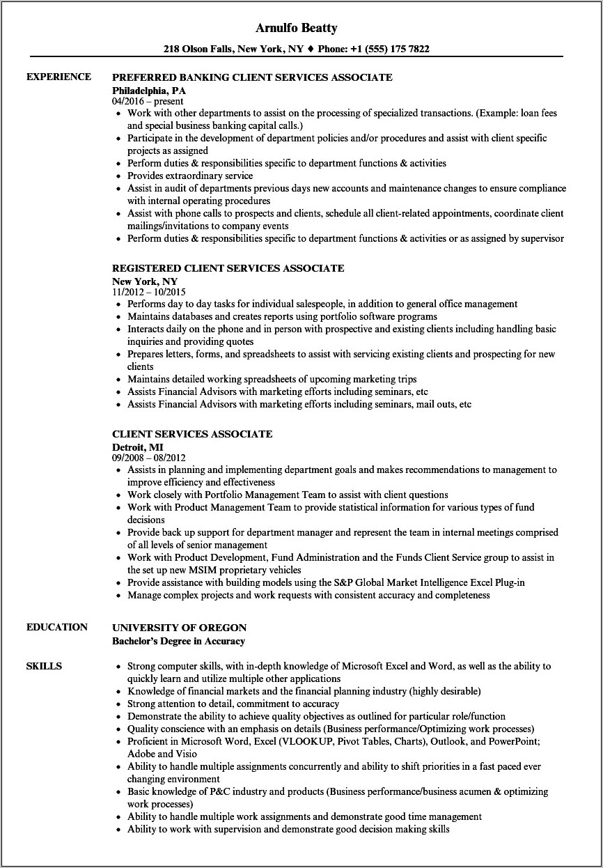 Customer Care Associate Resume Samples