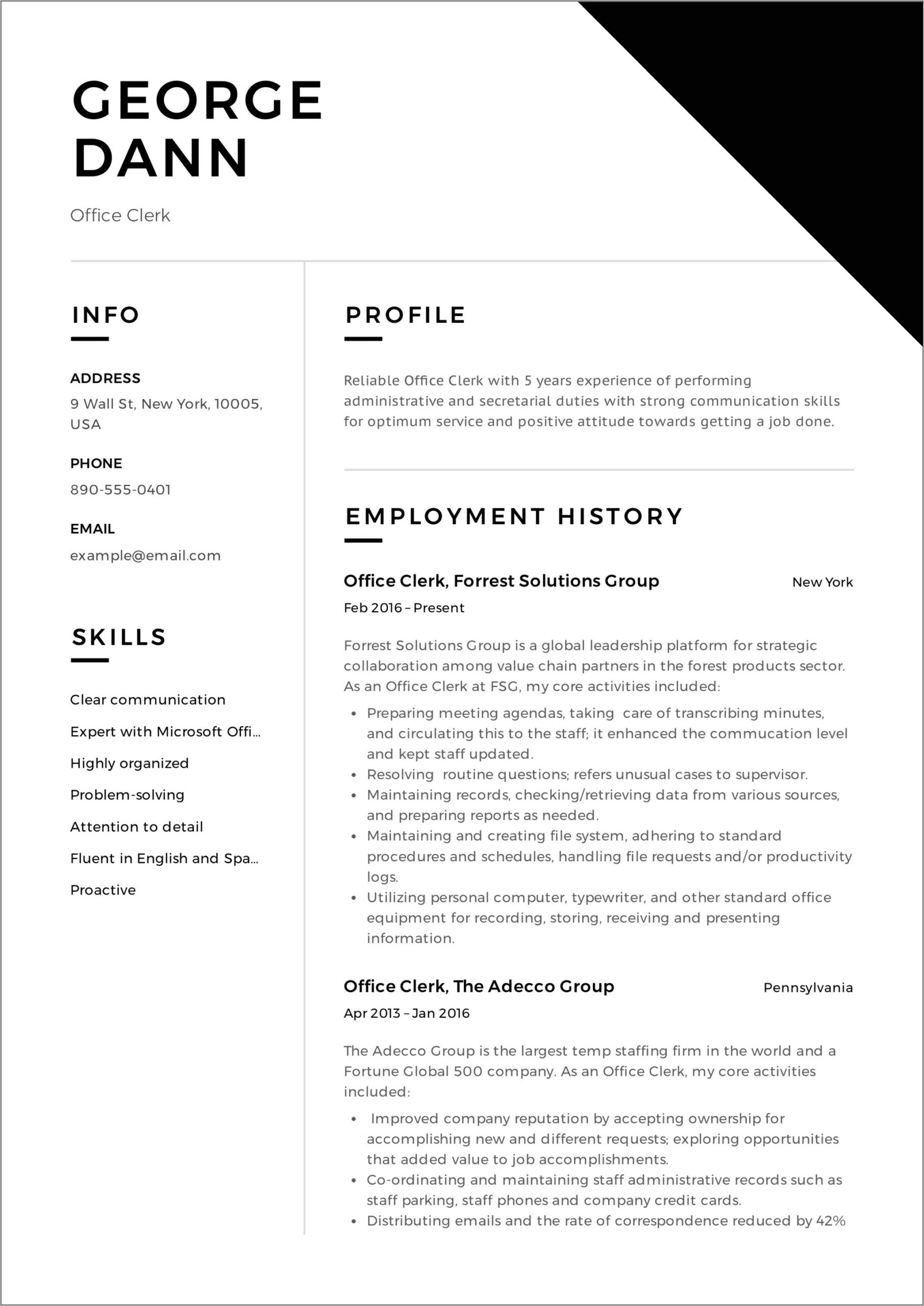 Customer Clerk Position Resume Objective