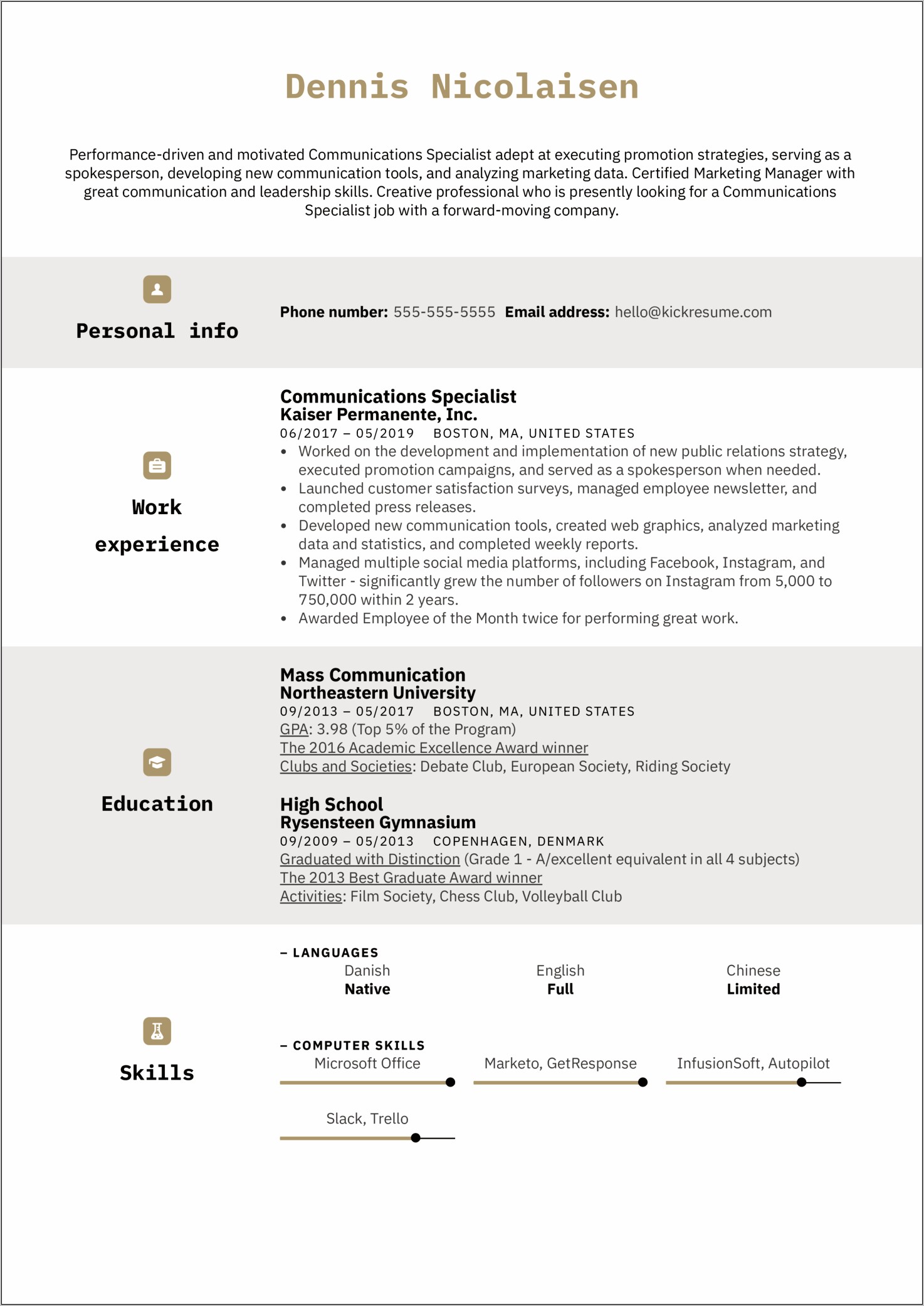 Customer Experience Specialist Resume Sample