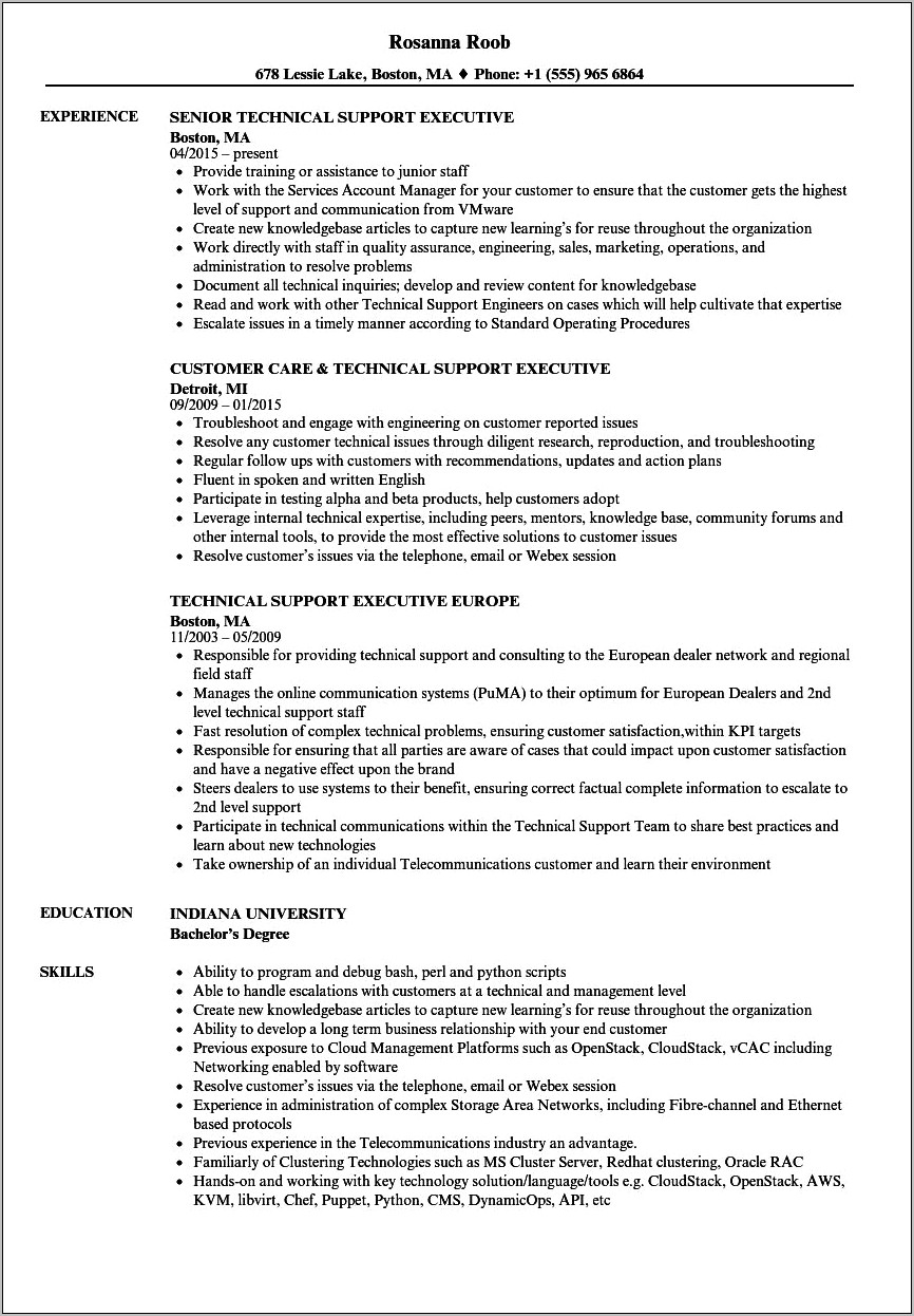 Customer Service Executive Resume Examples