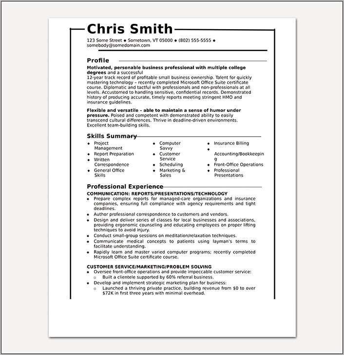 Customer Service Functional Resume Sample