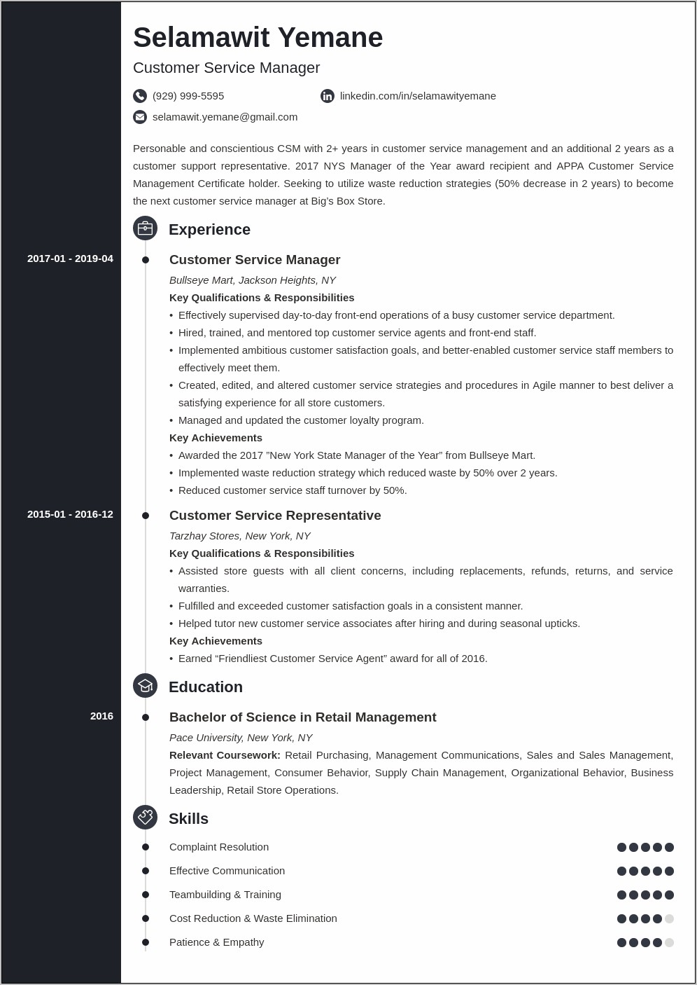 Customer Service Manager Skills Resume