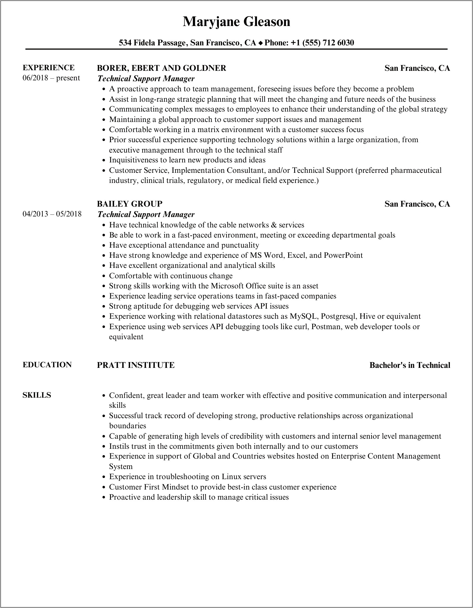 Customer Service Manager Summary Resume