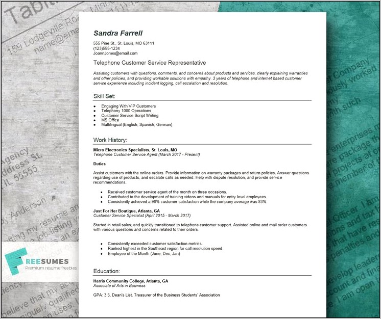 Customer Service Resume Examples Word