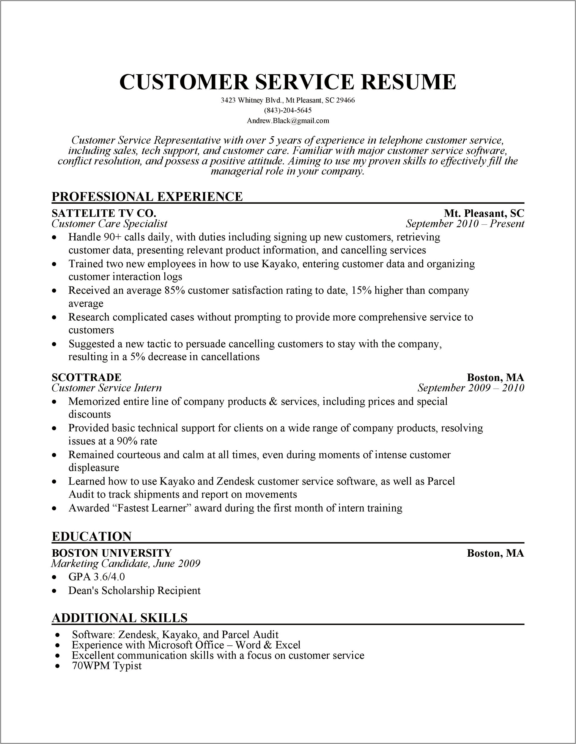 Customer Service Resume Skill Words