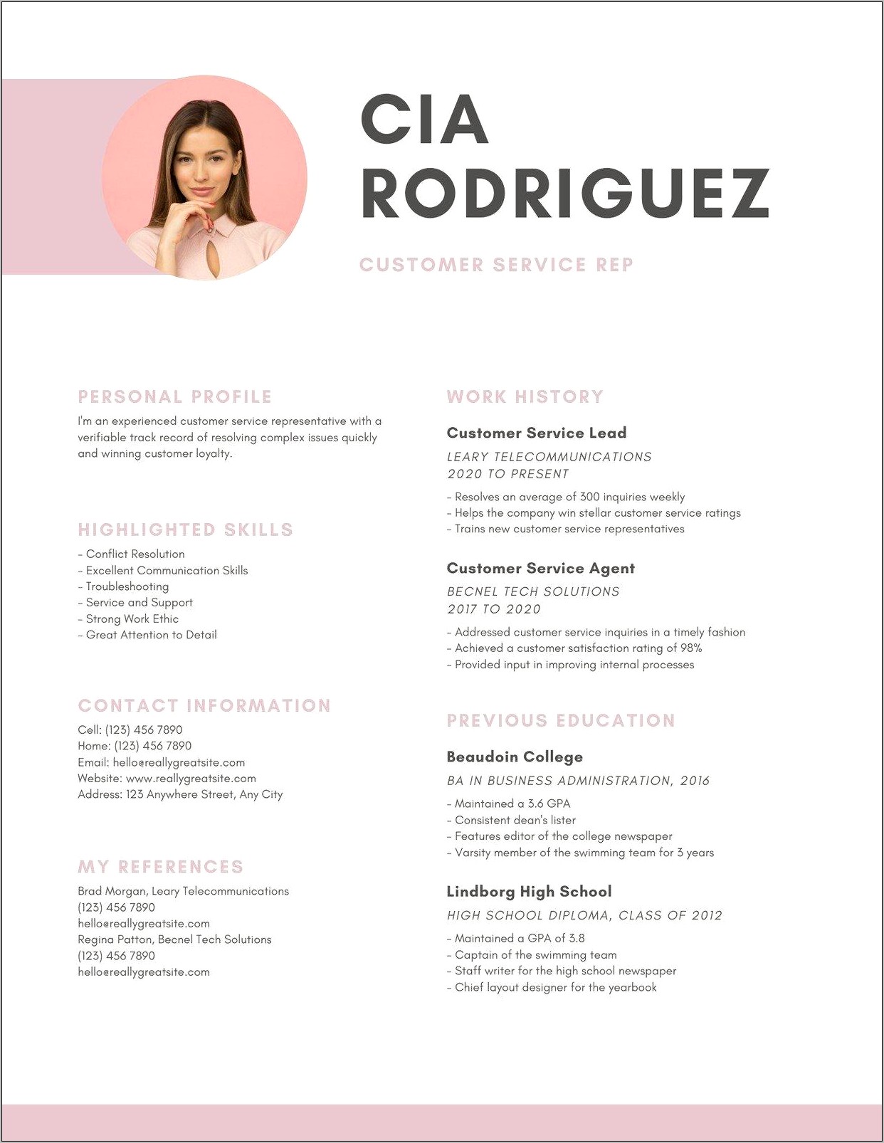 Customer Service Skill List Resume