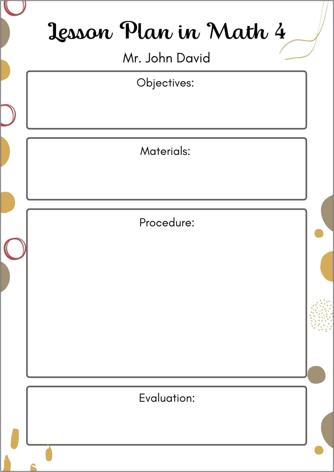 Customizable Lesson Plan Template Download For Word