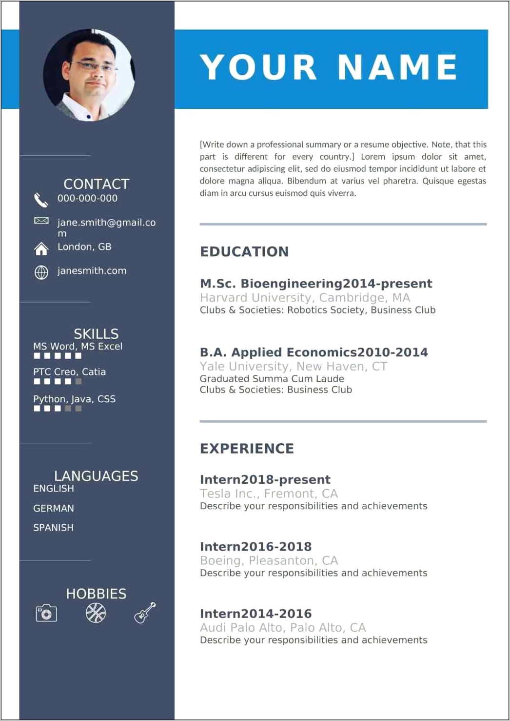 Cv Templates Gratis Download Word Document