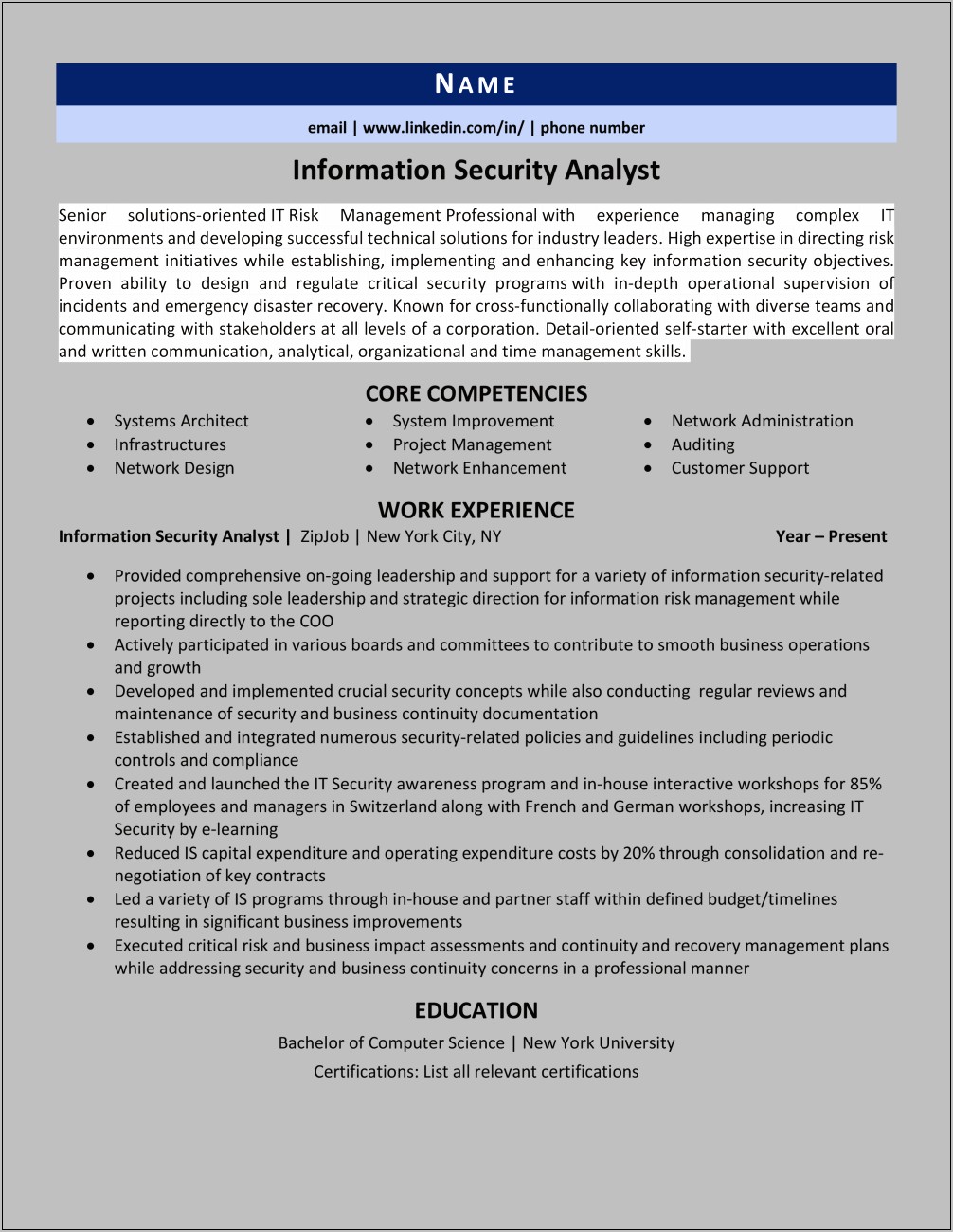 Cyber Security Analyst Resume Skills