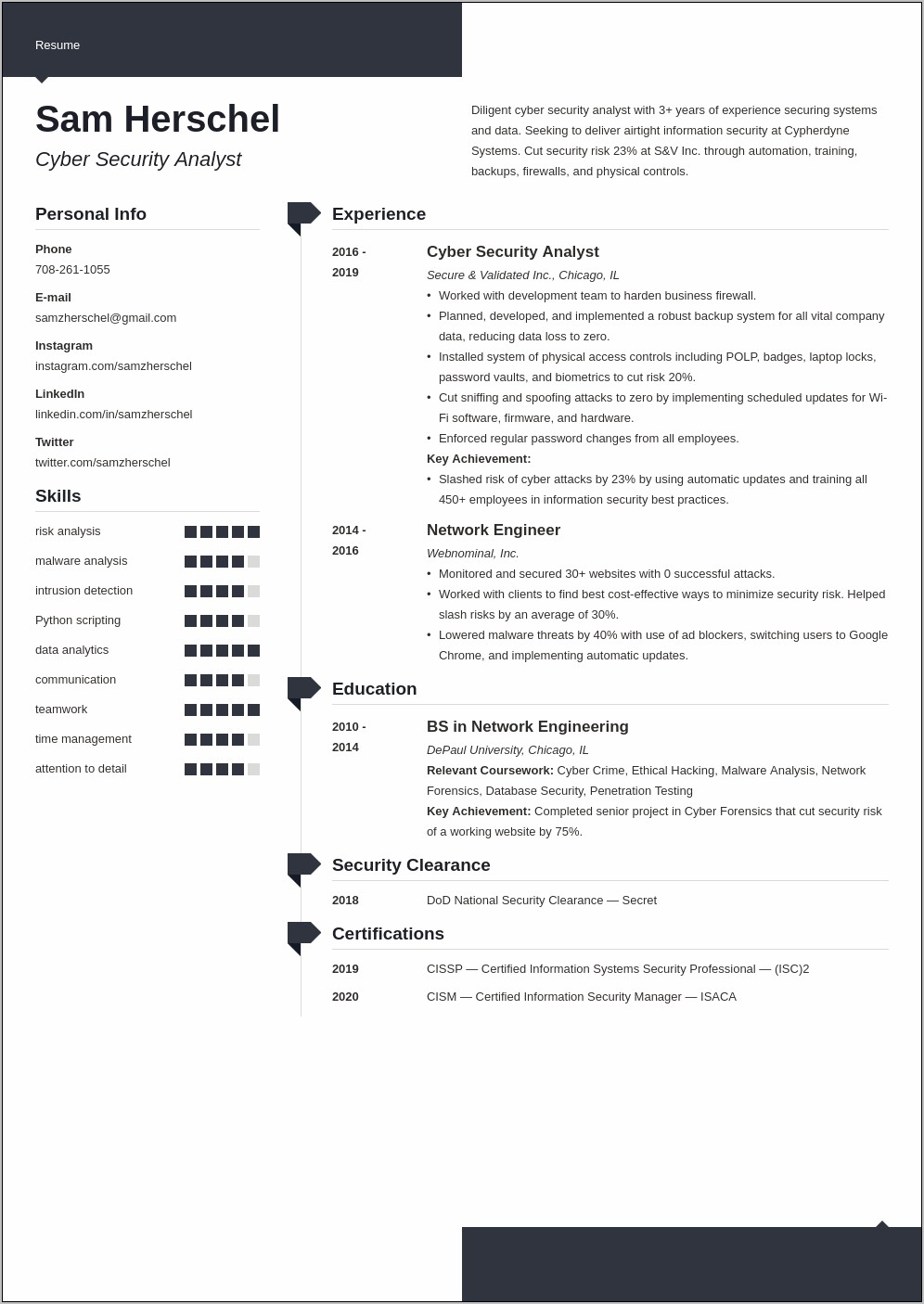 Cyber Security Student Resume Examples