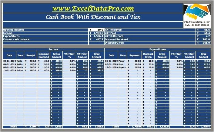 Daily Cash Sheet Template Excel Download