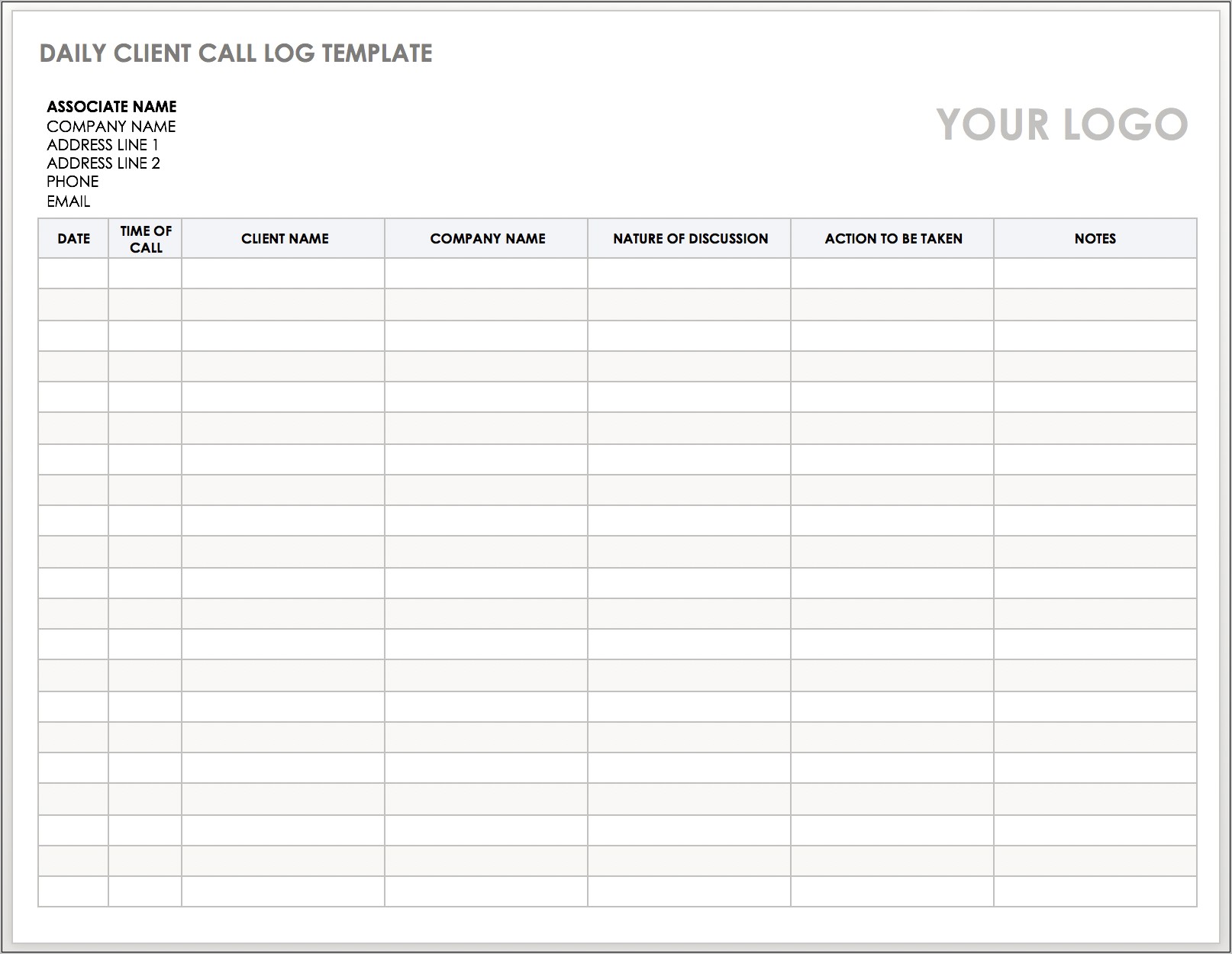 Daily Sales Call Report Template Download