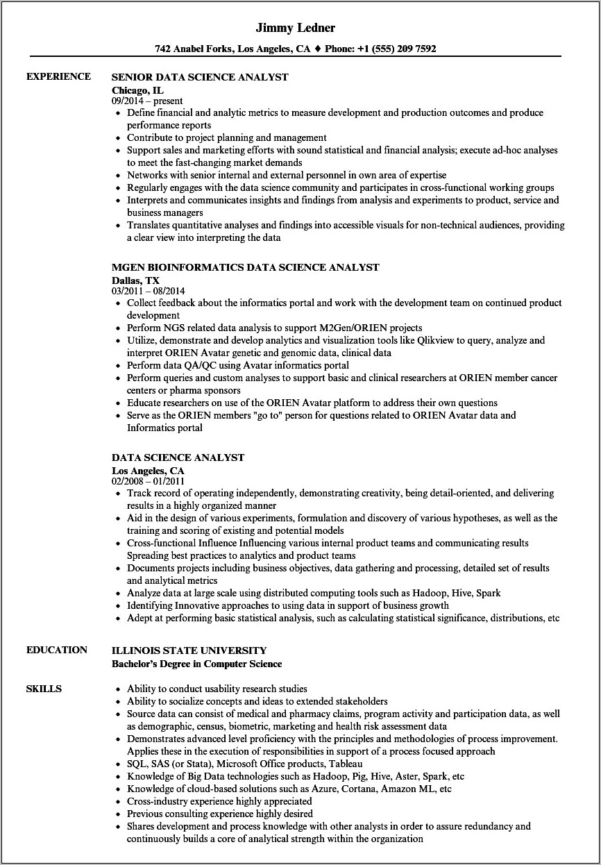 Data Governance Analyst Resume Sample