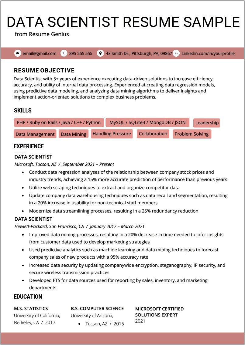 Data Processor Objective On Resume