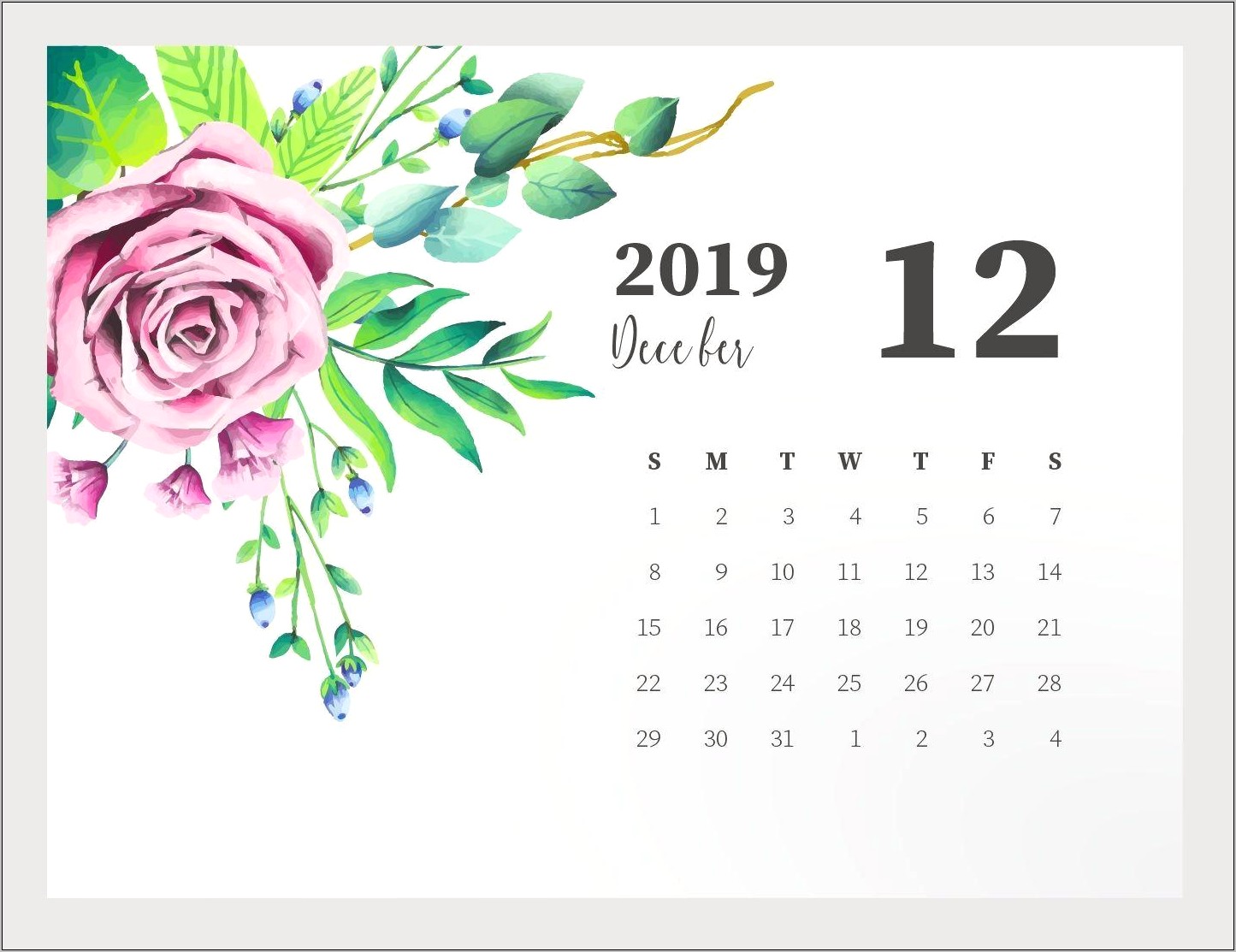 December 2019 Calendar Word Template Download