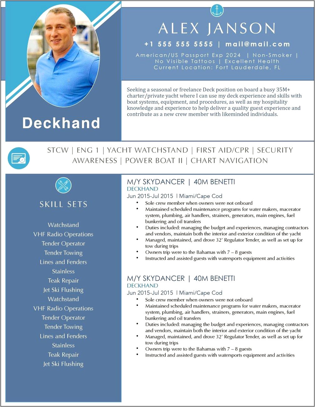 Deckhand Job Description For Resume