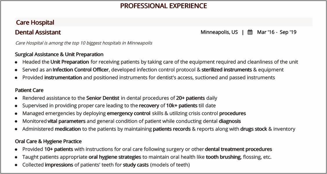 Dental Assistant Resume Objective Samples